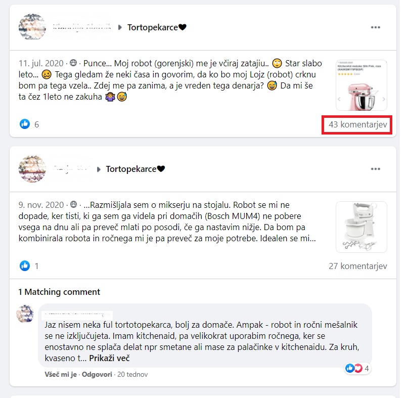 Nasveti pred nakupom robota v specializirani skupini na Facebooku.