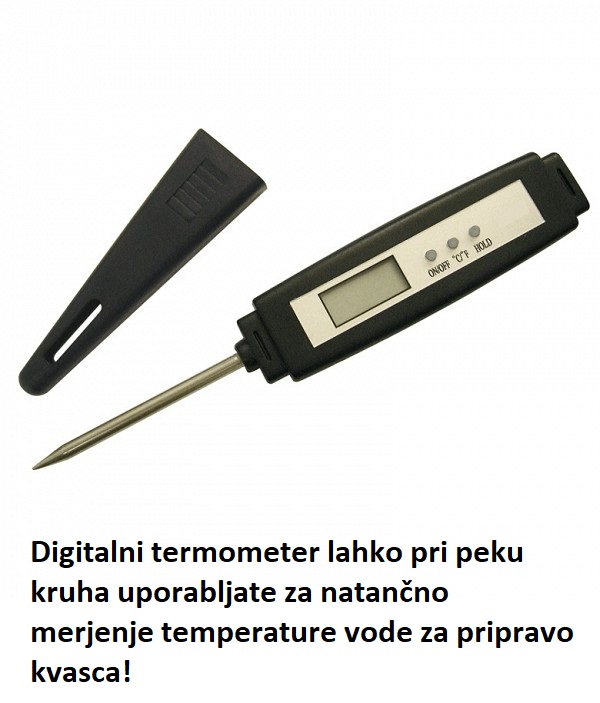 termometer za pripravo vode za kvašeno testo